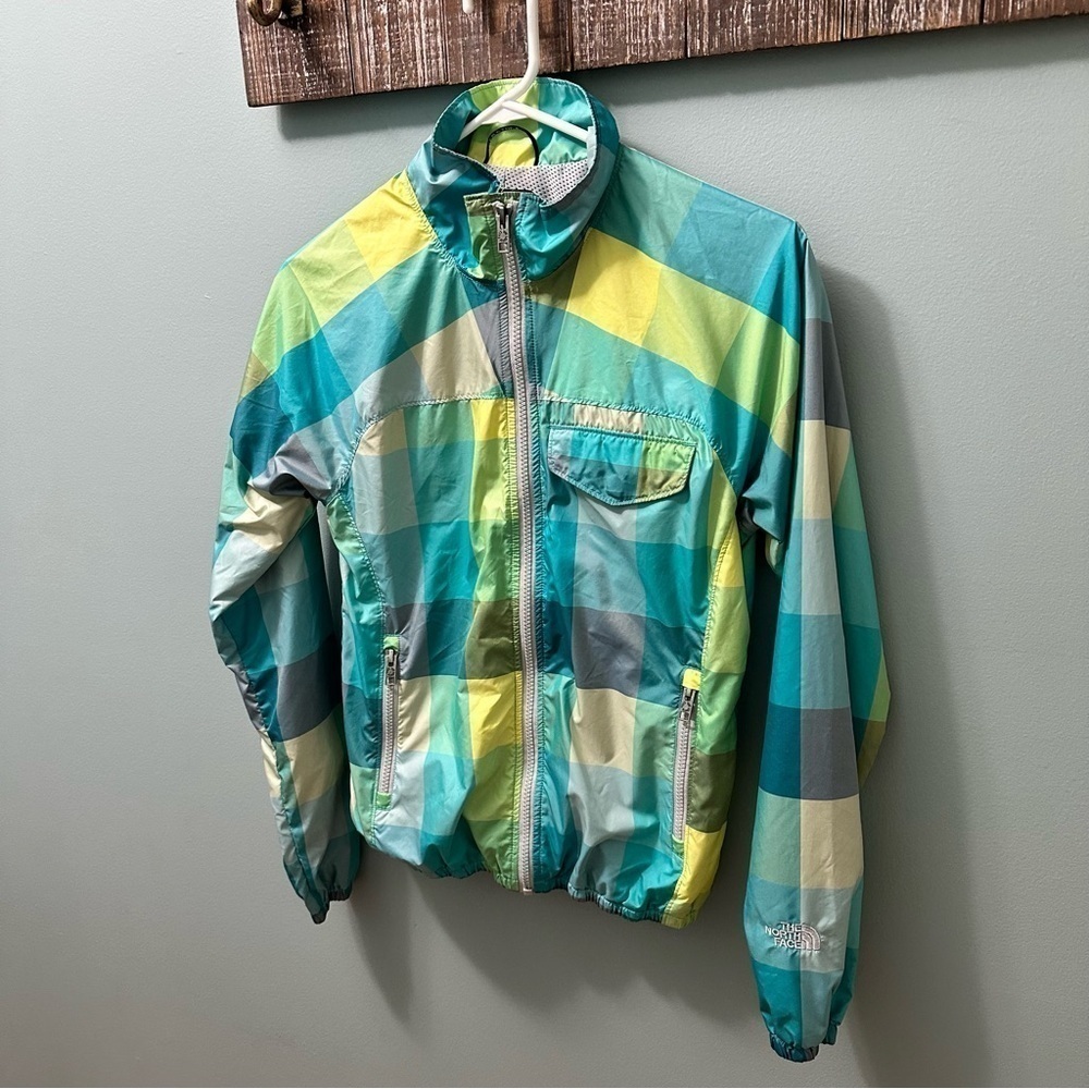 The North Face colorful plaid checker wind breaker jacket women’s XS - Picture 10 of 12